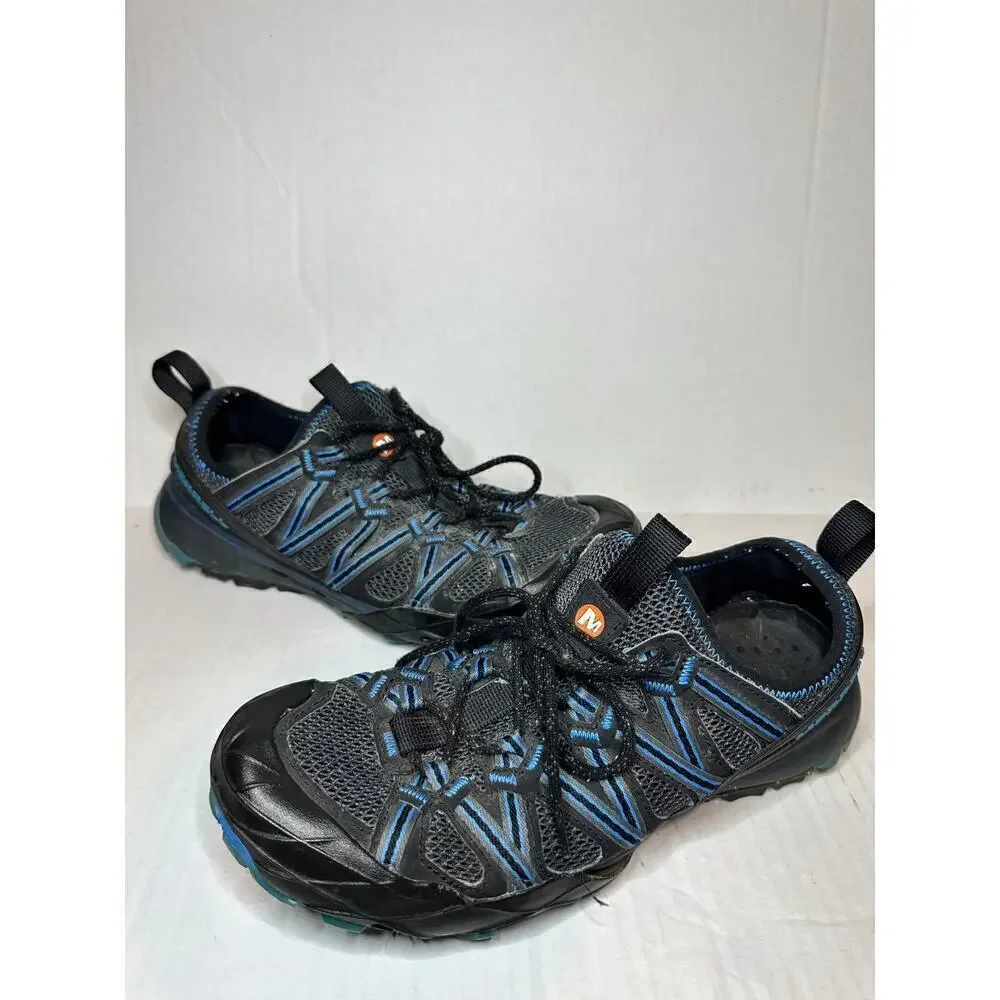 Merrell Size 8 Mens Choprock Hiking Shoes Sneakers Black Blue Outdoor
